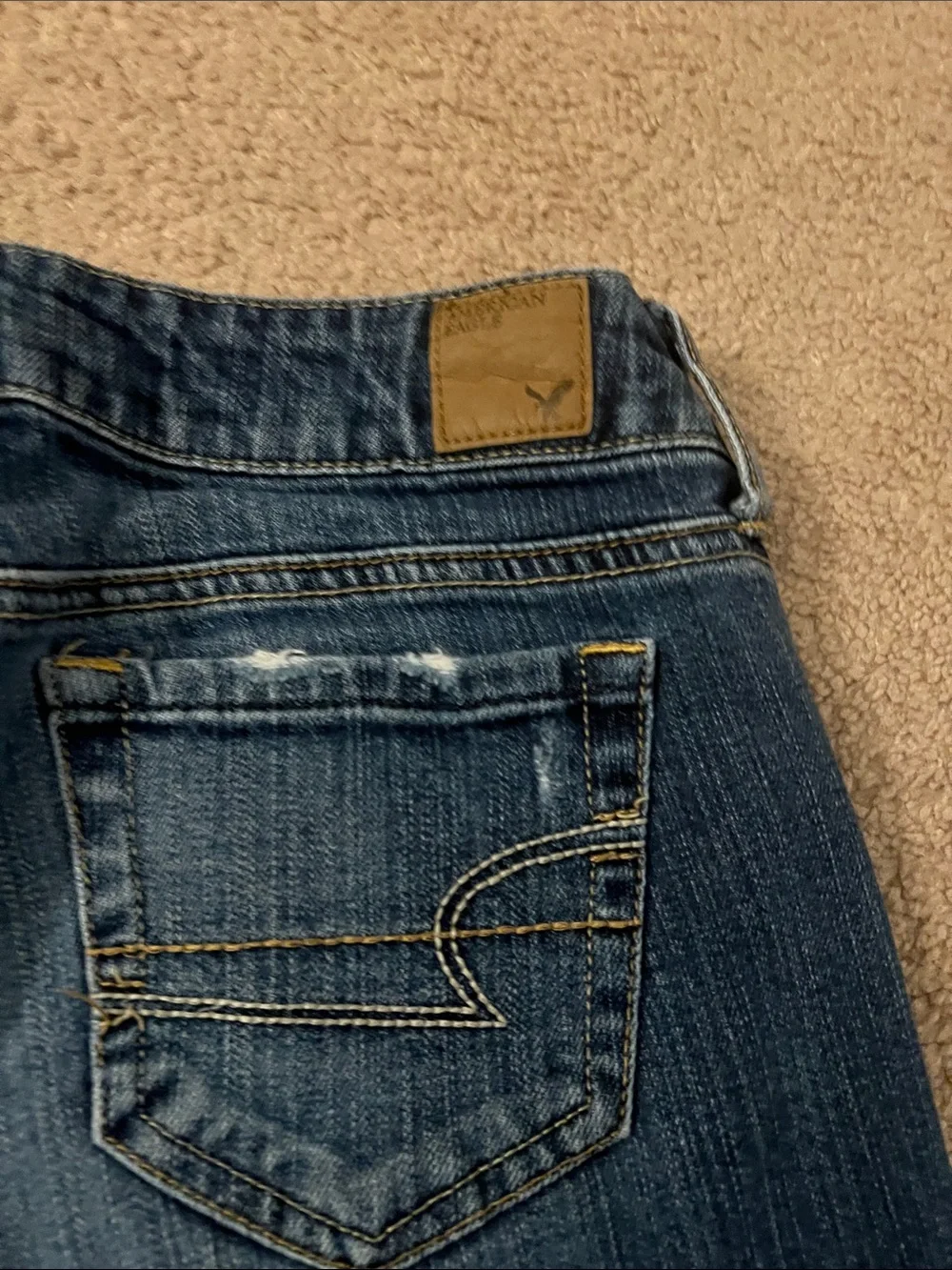 American Eagle Outfitters Dark Blue Favorite boyfriend distressed jeans size 4